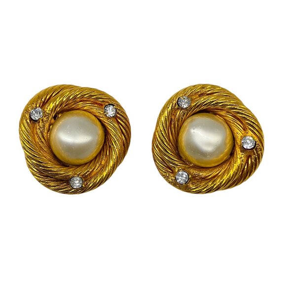 Chanel Gold Pearl Swirl Clip-On Earrings - Picture 1 of 6